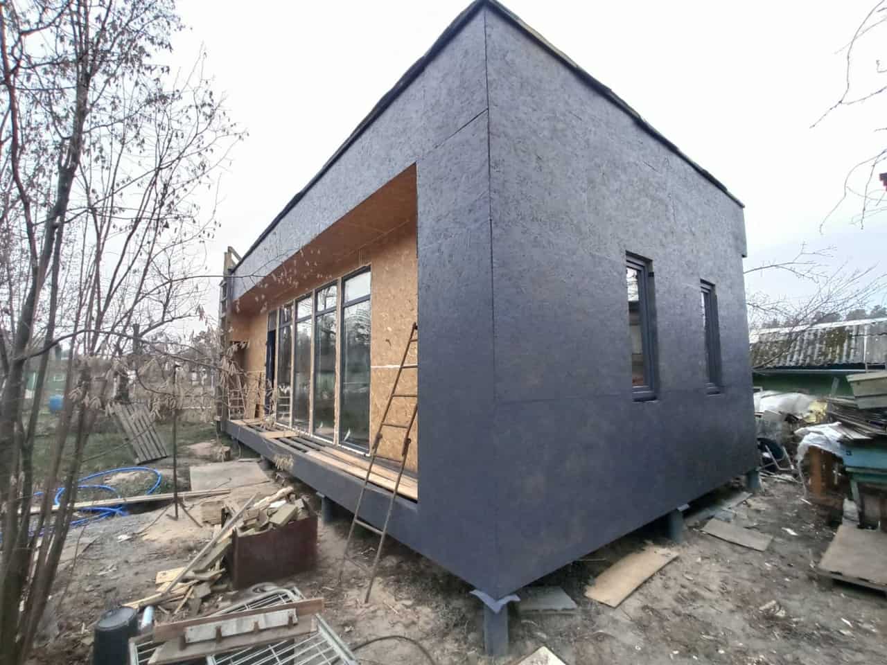 Каркасный дом с плоской крышей